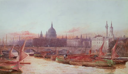 Lastkähne unterhalb der London Bridge